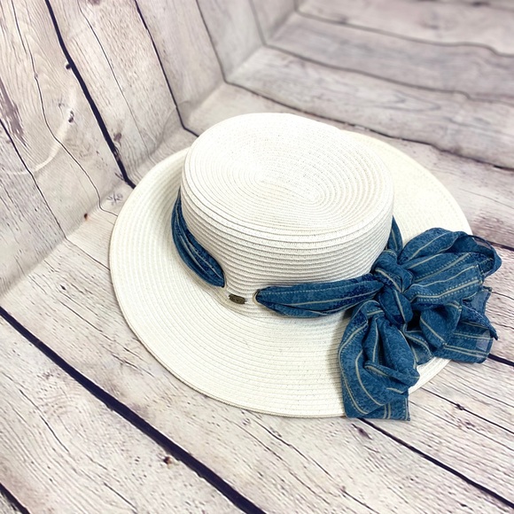 HBY Miami Accessories - HBY Miami white hat with scarf blue